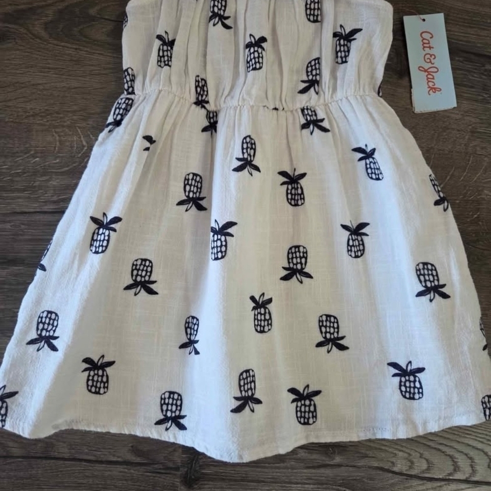 Cat & Jack Girls Toddler White & Black Pinapple Dress Size 3t NWT - Picture 3 of 3